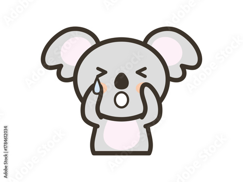 涙を流して泣くかわいいコアラの上半身イラスト