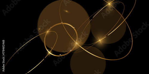 Dark abstract background with bright color neon lights and lines. Glowing background, vector futuristic techno template