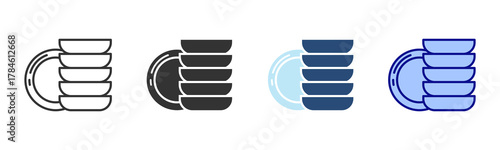 Plates Icon Set. Designed In Multi Style
