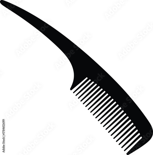 Isolated black hair comb styling tool for professional hairdresser use eps silhouette