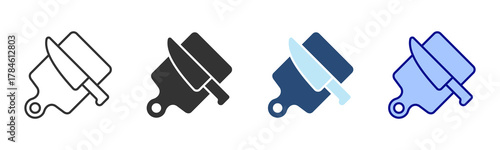 Cutting Board Icon Set. Designed In Multi Style
