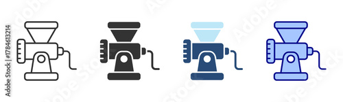 Meat Grinder Icon Set. Designed In Multi Style