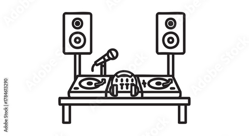 38. wedding dj equipment setup outline icon vector
