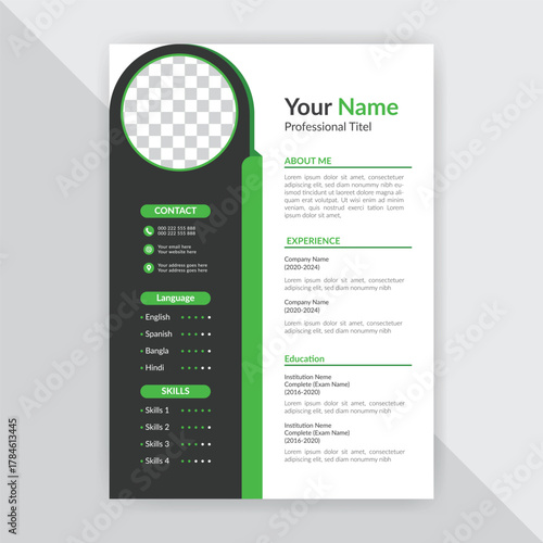Papier peint Clean Modern Resume and Cover Letter Layout Vector Template for Business Job App