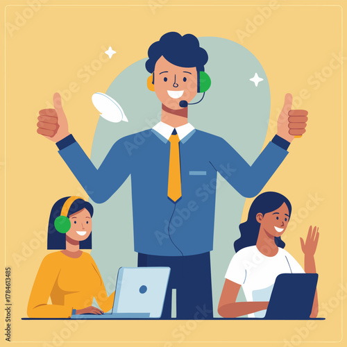 Technical Support Customer Service Online Assistance Vector Illustration