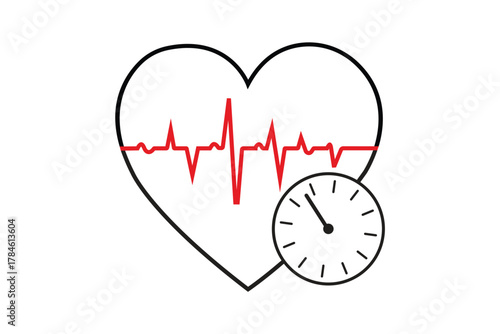 Heartbeat pulse with heart and monitoring measurement. Equipment used to monitor vital signs with transparent backdrop vector concept.