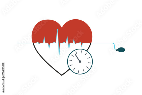 Blood pressure and heartbeat monitoring measurement concept. Sphygmomanometer used to monitor vital signs with transparent backdrop vector concept.