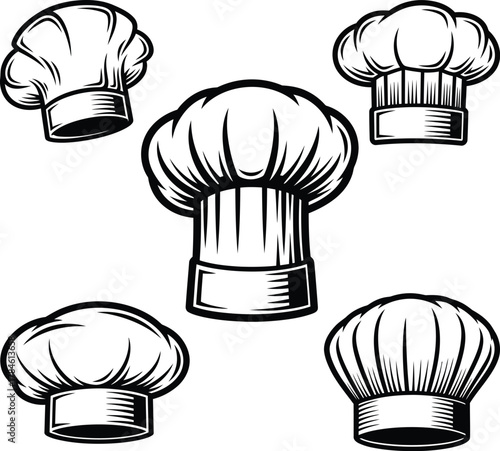 Chef hat vector collection professional kitchen headwear culinary design eps silhouette