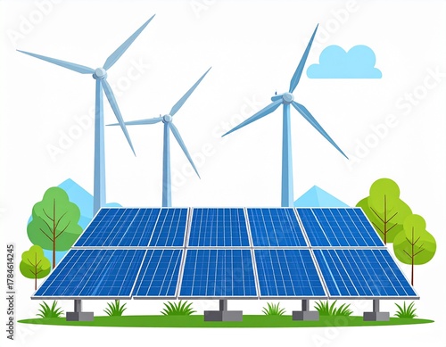 Flat Vector Illustration of Eco-Friendly Renewable Energy