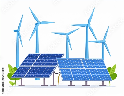Flat Vector Illustration of Eco-Friendly Renewable Energy