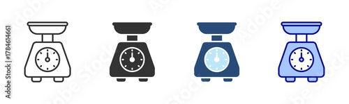 Kitchen Scale Icon Set. Designed In Multi Style