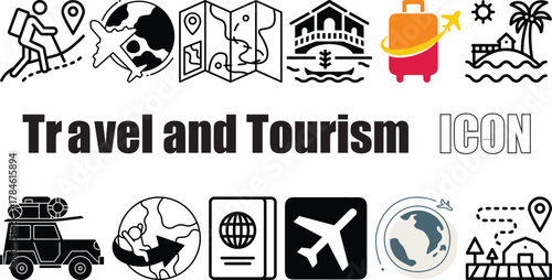Travel and Tourism Icons Pack, Vectors icon set design