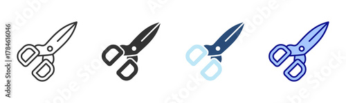 Kitchen Shears Icon Set. Designed In Multi Style