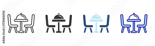 Dinning Table Icon Set. Designed In Multi Style