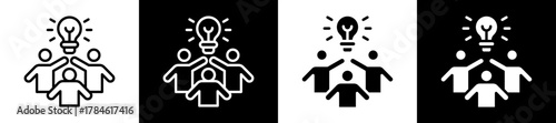 Innovation Leadership Icon Set In Black And White Filled Style Collection