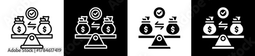 Financial Stability Icon Set In Black And White Filled Style Collection