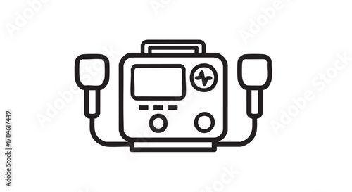 defibrillator with paddles outline icon vector
