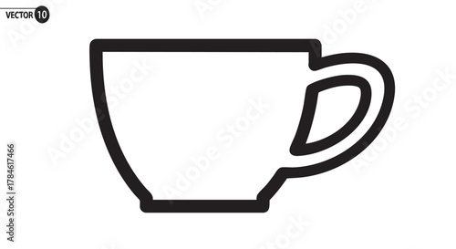 coffee cup with handle and saucer outline icon vector
