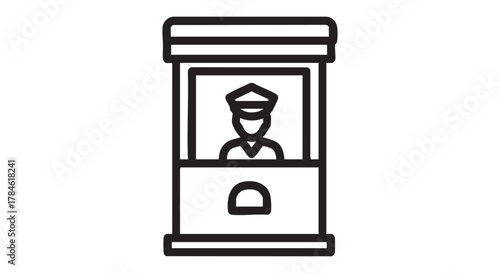 49. customs officer booth outline icon vector
