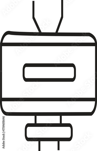 Minimalist Line Art Icon of a Horizontal Hot Water Heater or Boiler Tank with Valves