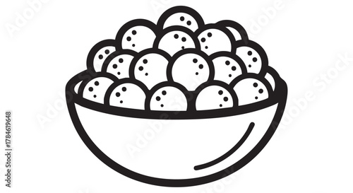 45. rasgulla sweets bowl outline icon vector
