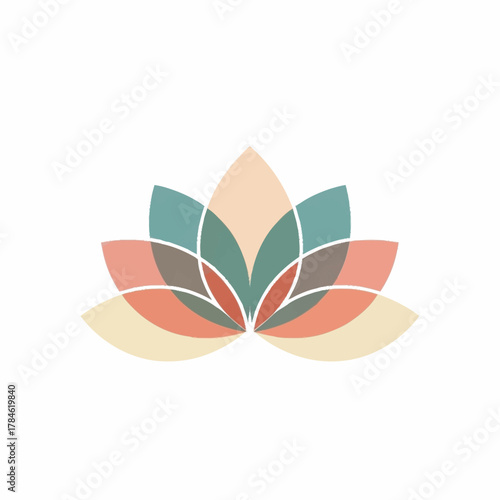 Colorful geometric lotus flower logo design icon.