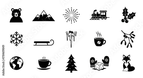 Winter Wonderland Icons Set A Collection of Seasonal Graphics for Holiday Designs