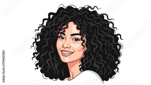 A pixel art illustration of a woman with curly black hair