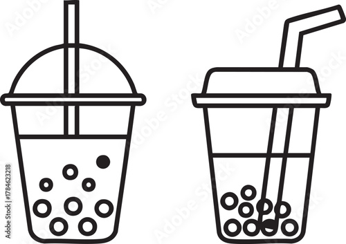 Boba tea vector: bubble tea line art illustration eps silhouette