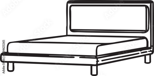 Bed frame vector illustration: modern platform bed with headboard eps silhouette