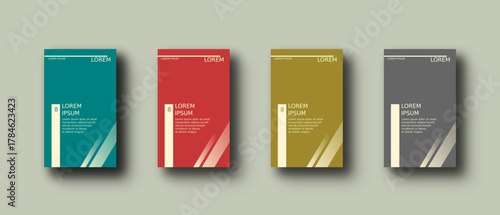 Bundle of simple book, workbook or brochure cover templates with abstract geometric illustration design layout.