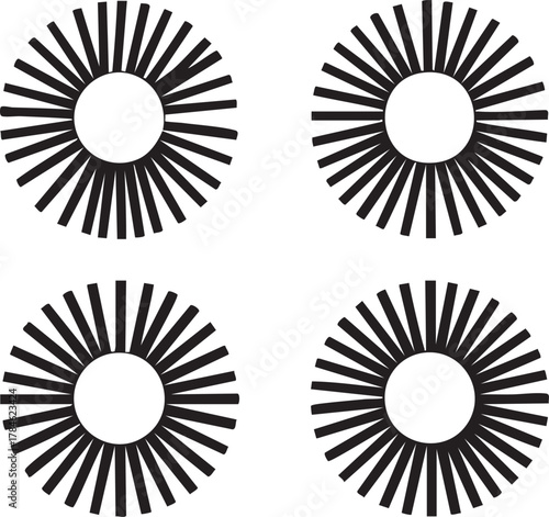 Black and white radial lines vector graphic - abstract circular design eps silhouette