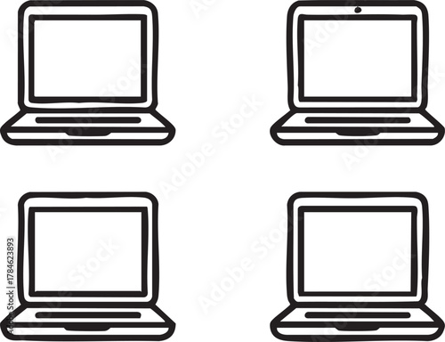 Laptop vector icons: computer graphics, outline illustration eps silhouette