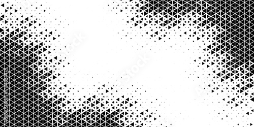 Triangular Halftone Texture Retro wave Vector Geometric Technology Abstract Background. Half Tone Triangles Retro Colored Pattern. Minimal 80s Style Dynamic Tech Structure Wallpaper