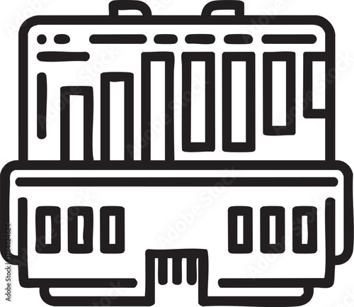 Vector graphics card illustration: computer hardware component icon eps silhouette