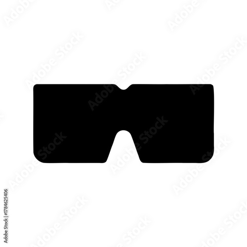 Black futuristic visor like sunglasses silhouette on white isolated background