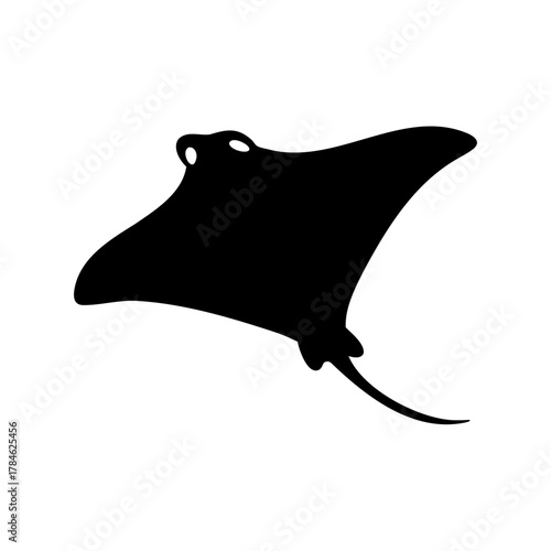 Stylized silhouette of a gliding stingray against a clean white background