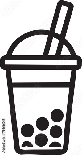 Boba tea vector icon: bubble tea illustration, milk tea graphic eps silhouette
