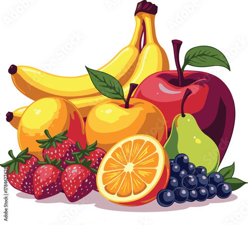 Fruits Vector Set | Colorful Fruit Illustration | Healthy Food Design
