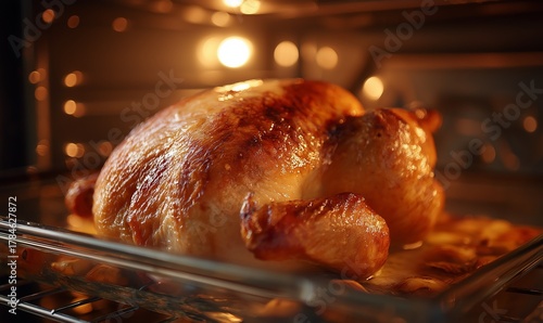 Crispy roast turkey in hot oven
