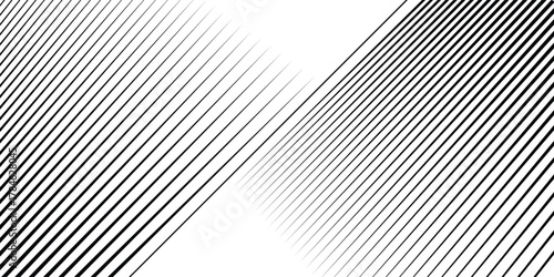 Diagonal striped illustration. Repeated black lines on white background. Surface pattern design with linear ornament. Disco lights motif. Stripes wallpaper.