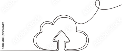 Cloud upload symbol simple outline drawing arrow technology