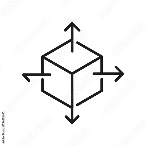 Rendering, 3d render, 3d object, 3d rotation, 3d modelling, geometric, dimension outline icon. 3d cube line icon. Cube Reload Line Icon. 3D Object, Module Bundler Icon.