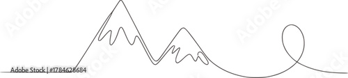 Minimalist mountain range and roller coaster curve