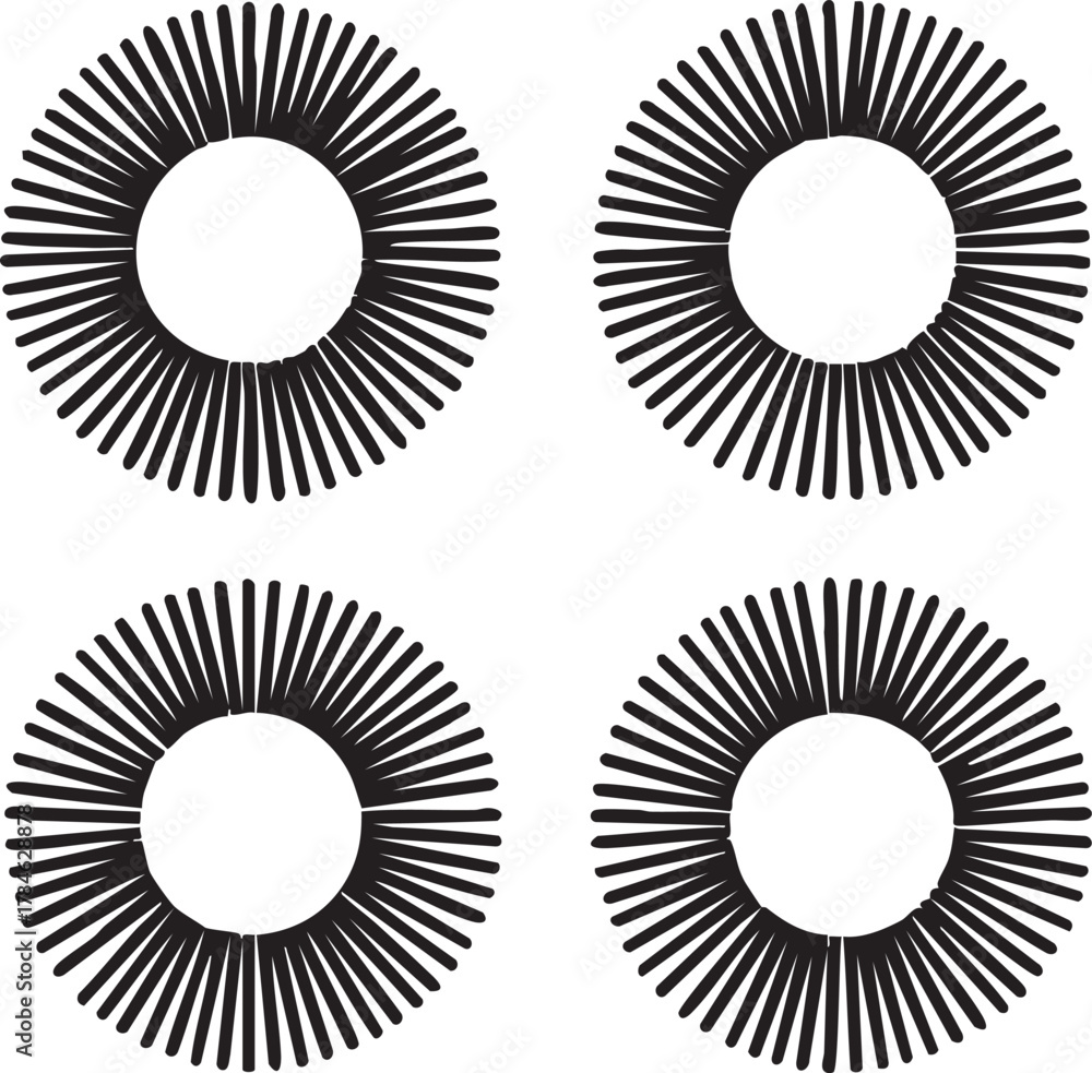 Fototapeta premium Abstract radial burst vector pattern - circular design elements eps silhouette