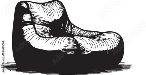 Black and white bean bag chair vector illustration eps silhouette