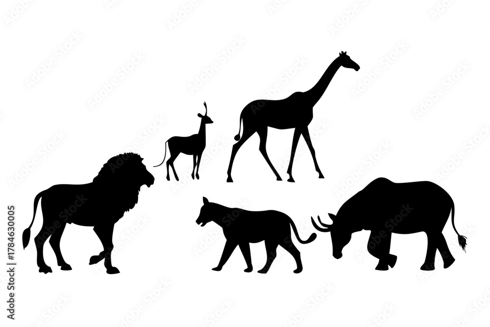 Obraz premium Black silhouette of a running wolf on white background