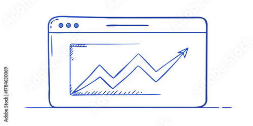Blue doodle graph on white background chart analytics