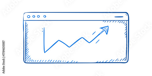 Blue graph trending upwards on a white background chart