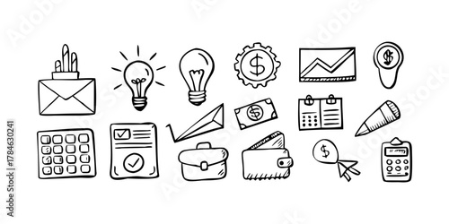 Business Icons Collection with Transparent Background